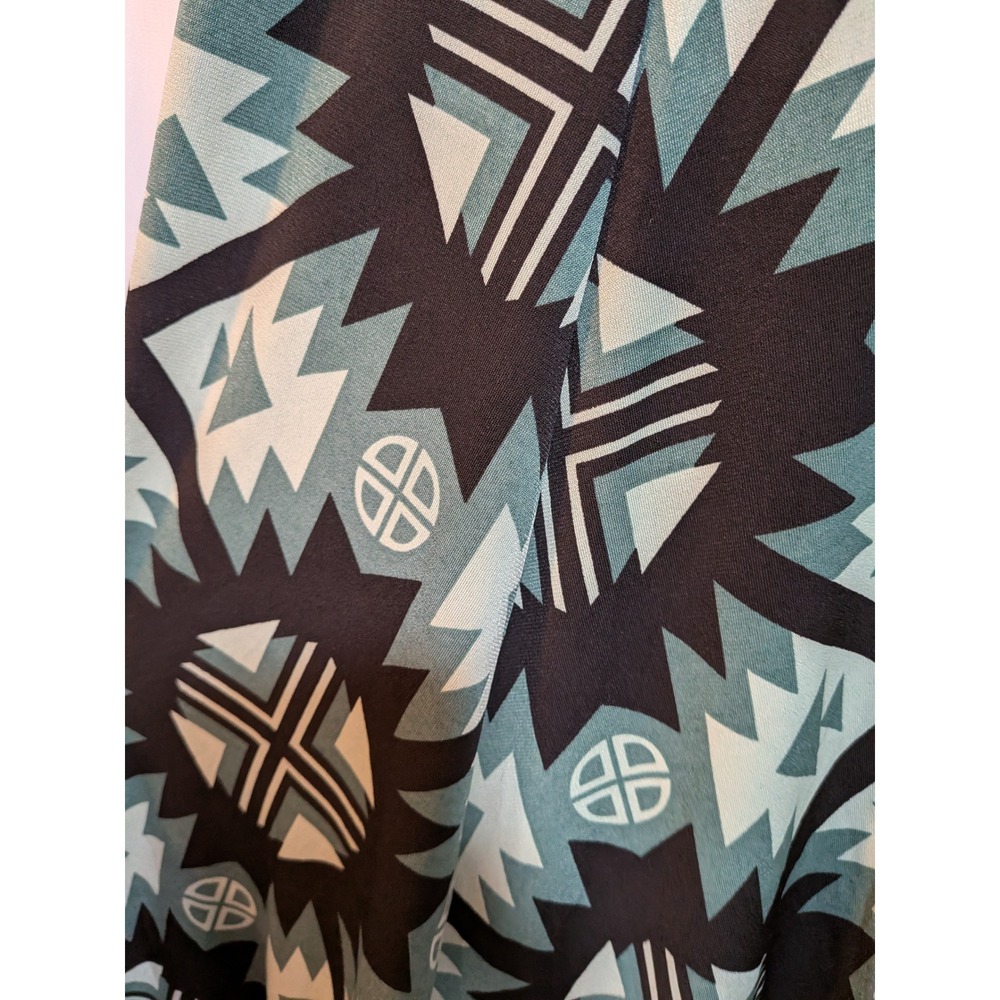 Whimsigoth Boho Western RetroGlam  Artsy Geometric Black Teal Green S Maxi Skirt - Picture 8 of 10